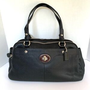COACH Penelope Black Pebble Leather Shoulder Handbag F16529 Turn Lock Hobo Y2K
